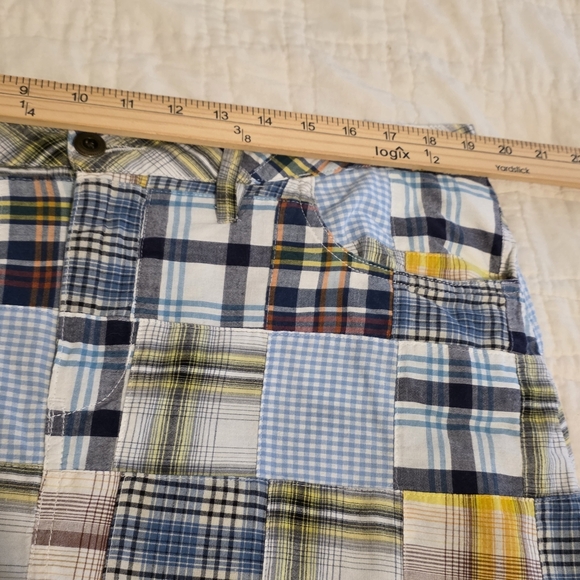 VTG Y2K Faded Glory Patchwork Plaid Mini Skirt Skort Madras Preppy Cotton SZ 10 - Picture 11 of 13